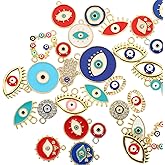 ARTIBETTER 40pcs Evil Eye Alloy Pendants Diy Necklace Charms Connector Pendants for Jewelry Making Craft