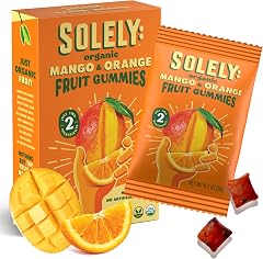 SOLELY - Organic Mango & Orange Whole Fruit Gummies (Pack of 1 Box, 5 Bags per Box) - Real Fresh Fruit - Healthy Snacks for A