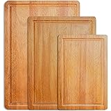 Acacia Wooden Cutting Board (Set of 3) for Kitchen Extra Large Chopping Board for Meat Bread Vegetables Cheese Fruits Thick W