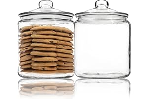 1 Gallon Glass Cookie Jar - Large Food Storage Container with Airtight Lid - Keep Fresh Flour, Chewy Pet Treats, Candy, Dried