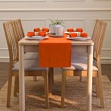 Encasa XO Table Runner 13x91 in Cotton Canvas Orange view 4