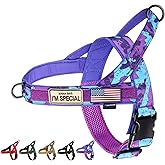 Annchwool No Pull Dog Harness with Soft Padded Handle,Escape Proof and Quick Fit to Adjust Dog Harness,Easy for Training Walking for Small & Medium and Large Dogs(Camo Purple,S)