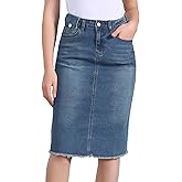 Allegra K Women's Casual Jean Skirt High Waist Back Slit Stretch Denim Skirts