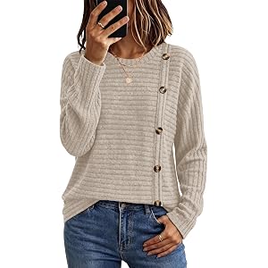 WIHOLL Womens Sweaters Fall Teacher Outfits Long Sleeve Shirts Tunic Tops | Lightweight cozy sweaters, cute tops for teachers