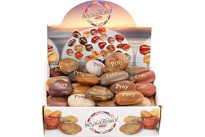 50PCS Pray RockImpact Pray Stones Engraved Rocks Inspirational Gifts Prayer Stones Bulk Love Prayer Rocks Bulk Zen Chakra Stones Encouragement Rocks Wholesale Pray Rocks, 2"-3"each