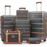 NEISIA Luggage Sets, Suitcase with Spinner Wheels, PC+ABS Hardshell Travel Luggage Set with TSA Locks,Lightweight Rolling Luggage，Carry on suitcase with YKK Zippers (Gray)