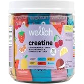 Wellah Creatine for Women (Variety Pack) 30 Stick Packs, 6 Flavors | 3g of Creatine Monohydrate Powder with Dandelion &amp; Cranberry Extract, to-Go Packets