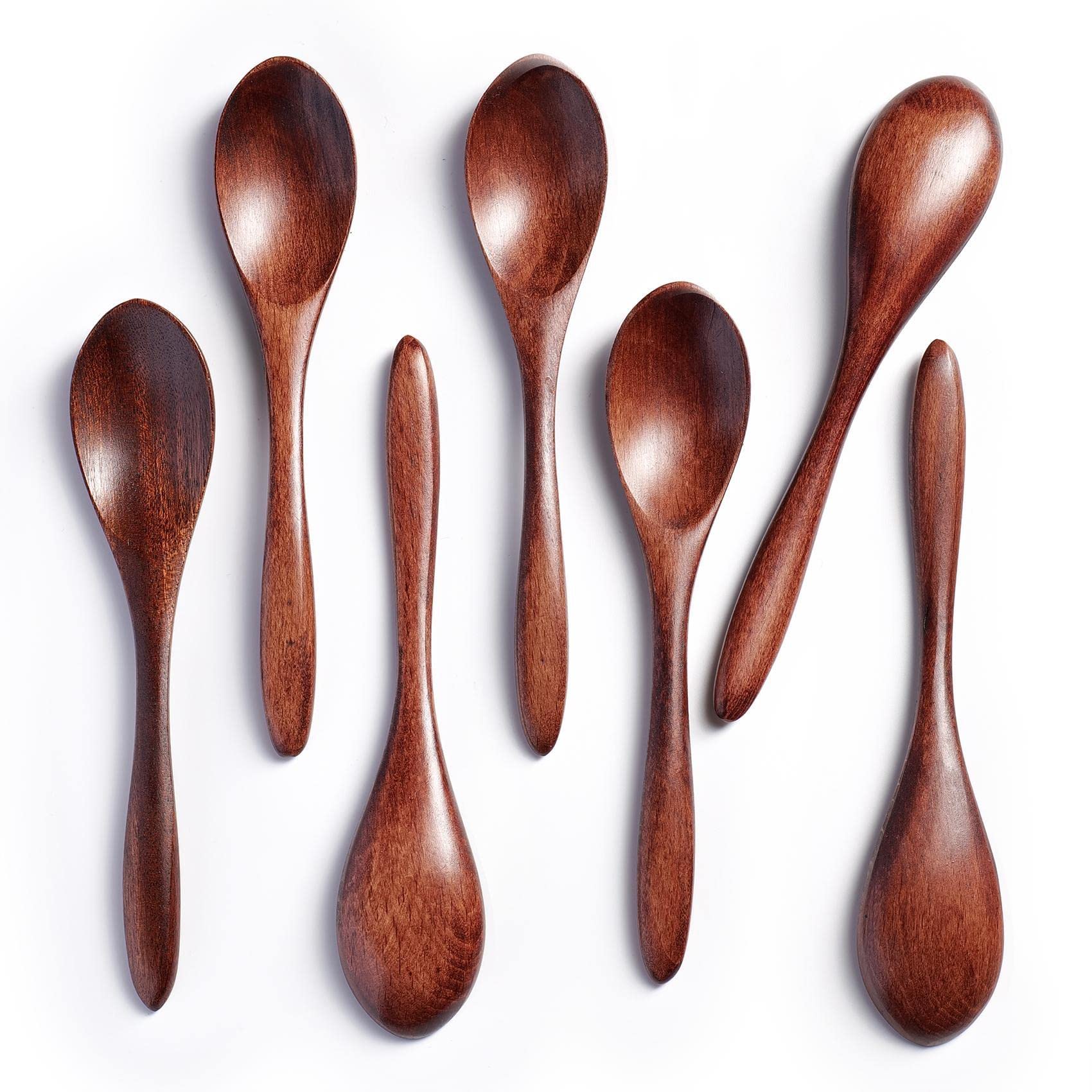 Photo 1 of Hefild 7 PCS Small Wooden Spoons, 5.8 Inch Honey Spoons for Tea, Hardwood Wooden Honey Teaspoon for Coffee, Little Tiny Wood Spoons, Bamboo Table Spoon for stirring, Wooden Spoons for Utensils Set