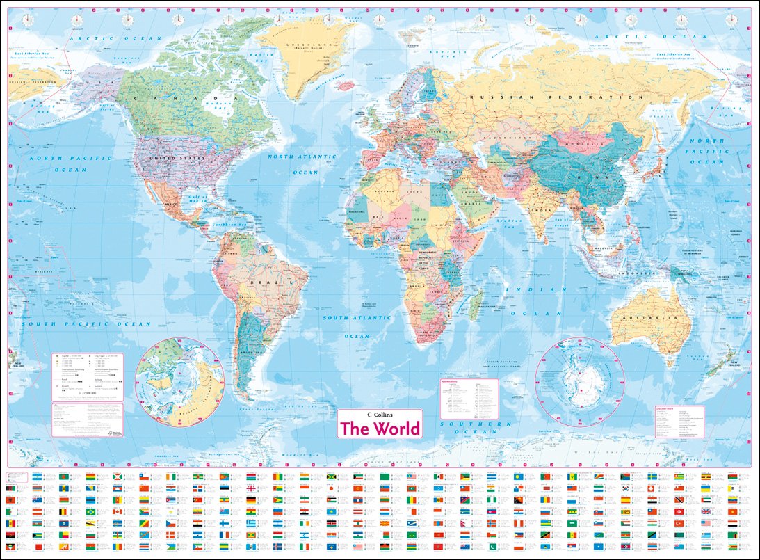 Collins World Map Framed Collins World Wall Laminated Map: Amazon.co.uk: Collins Maps:  9780008211561: Books