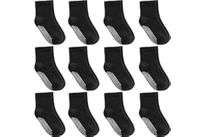 Aroveea Non Slip Grip Ankle Baby Socks 12 Pack for Toddler Boys and Girls Kids Socks,Infant Cute Cotton Baby Socks