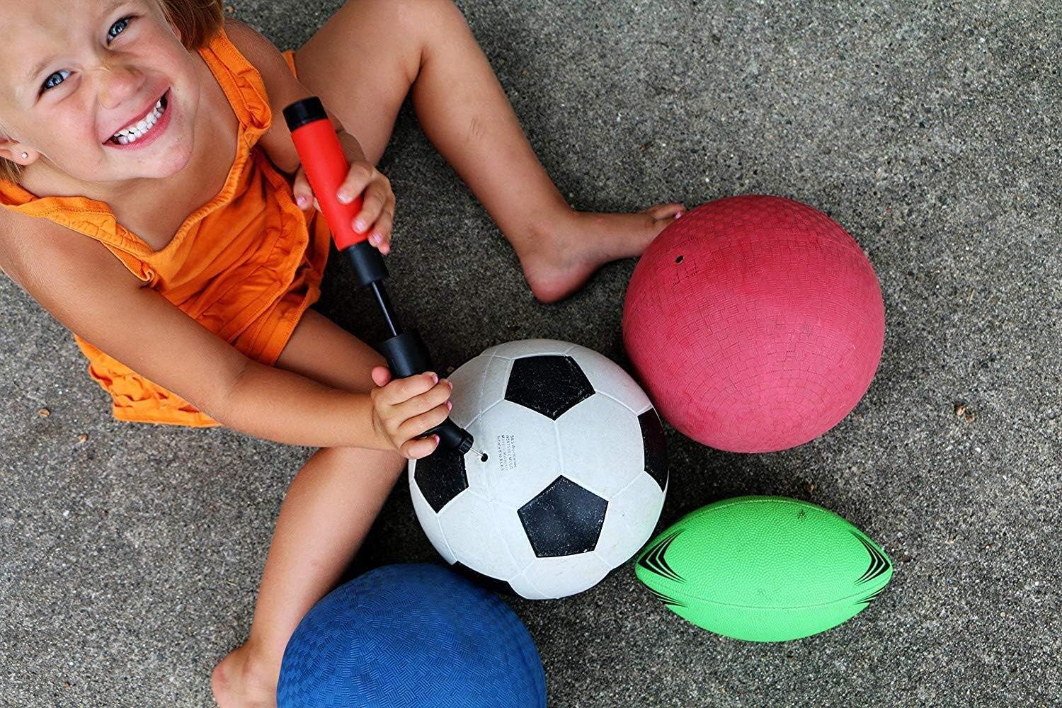 Fitness Factor Small Dual Action Ball Pump with Needle - Hand Air Pump for Inflatable Balls - Perfect for Basketball, Volleyball, Soccer and Football | Comes with 2 Additional Inflating Needles : Sports & Outdoors