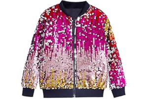 YIYI Sequin Jackets for Girls Kids Boys Glitter Sparkle Bomber Varsity Birthday Party Shiny Outwear Clothes