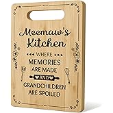 Meemaw Gifts Cutting Board Chopping Board, Grandma Kitchen Gifts, Grandma Birthday Gifts, Grandma Gifts from Grandchildren, Gifts for Grandma Decorative Bamboo Cutting Board for Kitchen