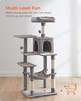 Feandrea Cat Tree Tower 143 cm Multi Level Plush Condo with 4 Scratching Posts view 3