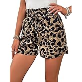 Nicetage Summer Casual Beach Vacation Cheetah Print Shorts for Women Trendy Baggy Short Pants Frenchy Tie Front with Pockets