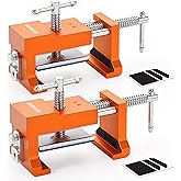 DAYDOOR Professional Cabinet Clamps 2 Pack, Heavy-Duty Cast Steel, Integrated Drill Guide & EVA Protection, Face Frame Alignm