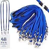 Kosiz 48 Pcs Safety Breakaway Lanyards with Double Clip Bulk Face Mask Lanyards 2 Hook Design Adjustable ID Badges Neck Strap