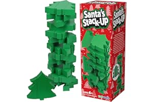 Funwares Christmas Tree Stack-Up, Wooden Blocks Stacking Game, Tumbling Tower, Family & Party Fun, Kids and Adults, Holiday Decoration, Ages 6+