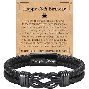 EPIRORA 30th 40th 50th 60th 70th Birthday Gifts- Leather Bracelet for Men