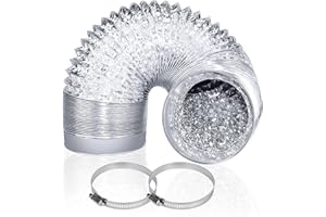 Enenes Heavy Duty 4 Inch Flexible Dryer Vent Exhaust Duct Hose 3 Feet for Tight Space, Extra Thick(6-ply) Aluminum Foil Ducti