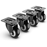 HOLKIE 2 Inch Swivel Caster Wheels - Heavy Duty 600 Lbs Capacity (Pack of 4) - Silent Polyurethane Casters No Brake - Non-Marking Rubber Replacement Wheels for Furniture, Cart, Workbench &amp; Dolly