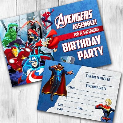 Invitebay Superhero Party Invitations Birthday Invites (Pack of 20) Write On
