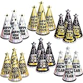 WorldBazaar 24 Pcs 2026 New Years Eve Party Hats NYE Party Supplies New Year Paper Cone Hats Party Decorations