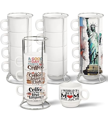 Amazon.com: AGH 6oz Sublimation Mugs Blanks Bulk, Sublimation Coffee  Stackable Mug Cups, White Plain Ceramic Mug Cups for Sublimate, Coffee,  Latte, Soup, Milk, Hot Cocoa 16pcs : Home & Kitchen