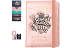 XMLINPER Passport Holder Cover Travel Wallet RFID Blocking Passport Wallets Family Organization Personalized Wallet Case for Men and Women Travel Must Haves(Rose gold)