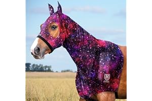 Harrison Howard Soft Horse Hood All-Covered Comfortable Sleezy for Horses with Zipper Vast Cosmos L