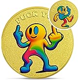 Colorful Official Asshole Coin - Novelty Funny Zero F's Given Middle Finger Token - Gold Cool Joke Giftable Zero Cents Coin -