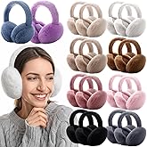 Tivi Tovo 18 Pack Winter Ear Muffs Adjustable Faux Fur Ear Cover Soft Fluffy Warmers Earmuff Winter Gifts for Women Men Adult