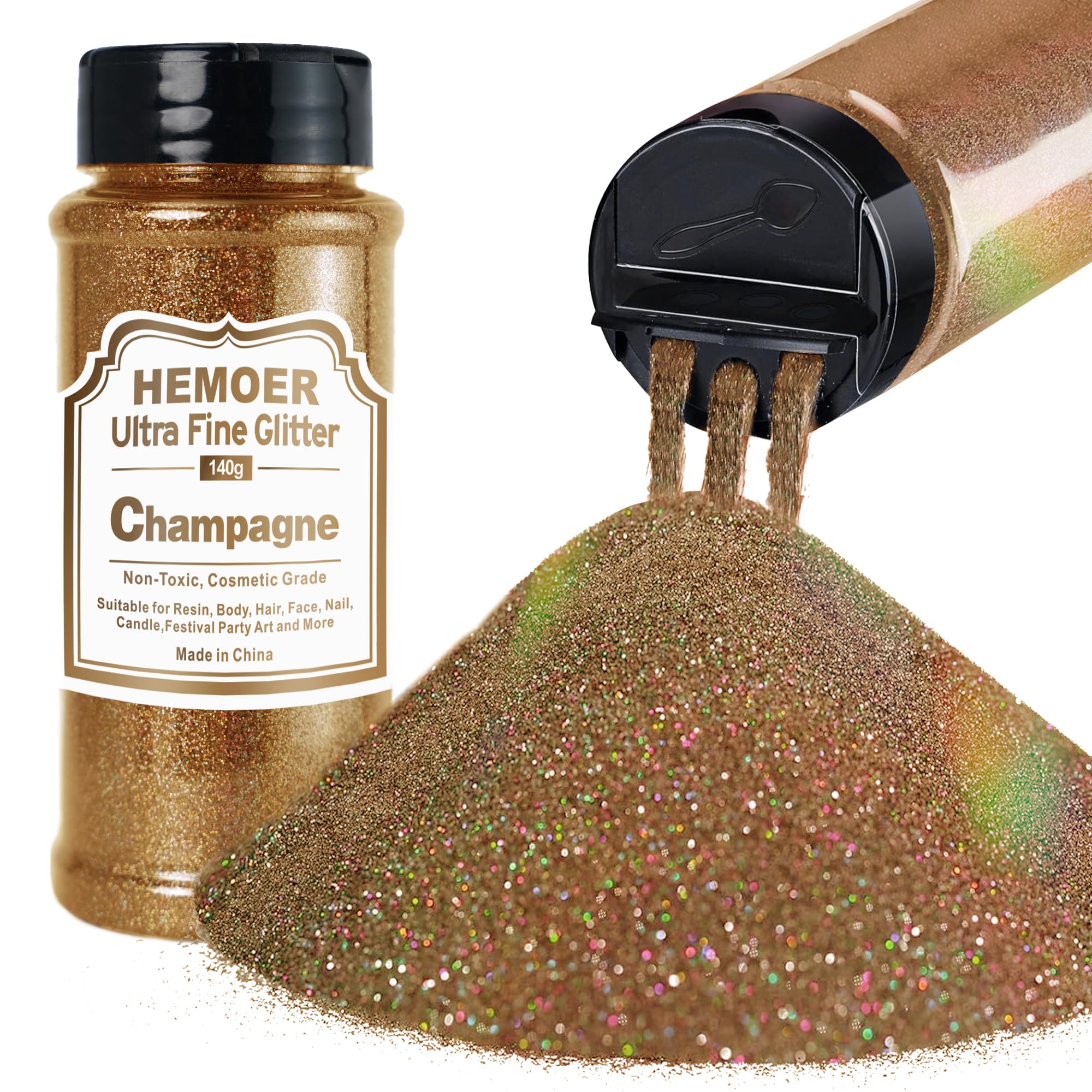 Champagne Ultra Fine Glitter, 5oz /140g Cosmetic Holographic Glitter for Hair Face Body Eye Nail Art Festival, Epoxy, Crafts, Resin Crafts, Tumblers, Resin Jewelry, Candle, Painting Arts