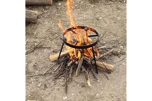 ETICSIPA Campfire Tripod, Portable Cast Iron Campfire Cooking Tripod for Open Fire Cooking Equipment with Three Legs for Barbecue Hiking Party, Campfire Cooking Stand over Fire