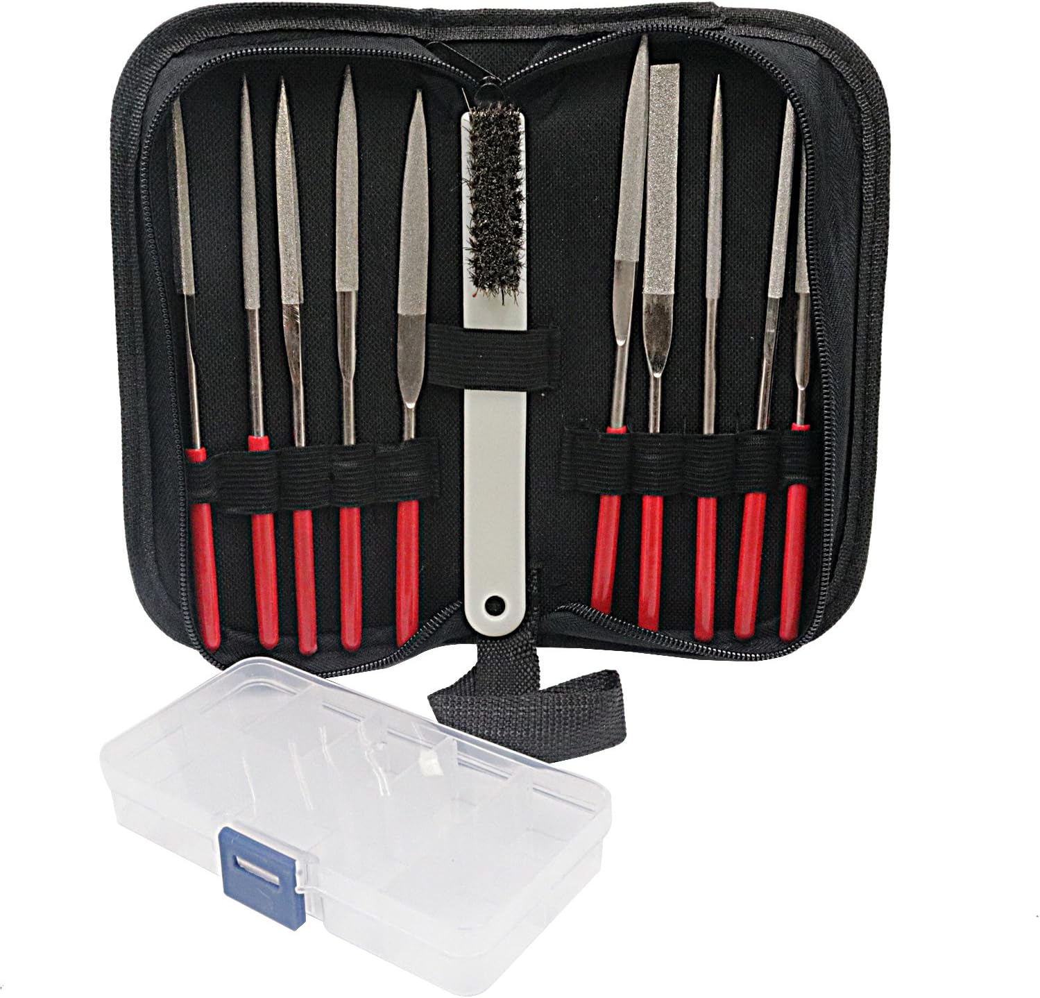 NIUPIKA Diamond Coated Needle File Set including Clean Brush Storage Box
