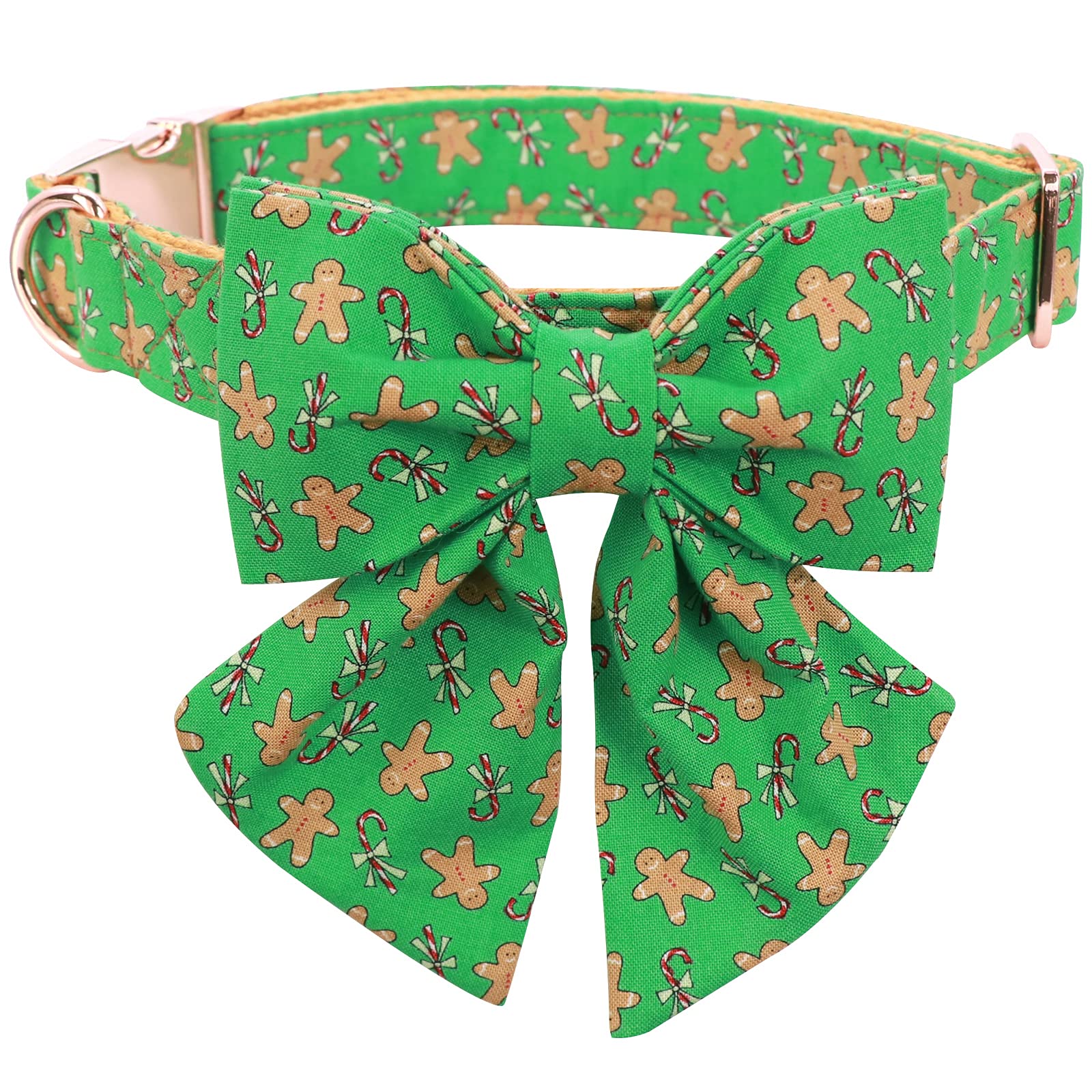 Lionet Paws Dog Collar with Bow Tie - Soft Comfortable Adjustable Christmas Collars with Metal Buckle for Small Dogs and Cats, Neck 20-30 cm