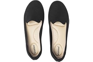 Veittes Women's Wide Width Flats Shoes, Office Casual Soft Ladies Slip on Knitted Ballet Shoes.