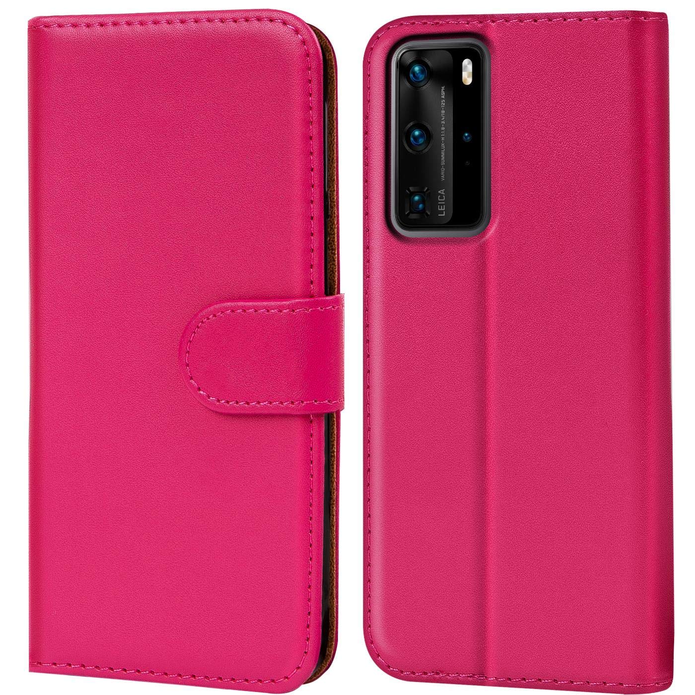 Verco Wallet Case for Huawei P40 Pro Book Cover with Magnetic Closure compatible with Huawei P40 Pro Flip Case with Card Slots Faux Leather - Pink