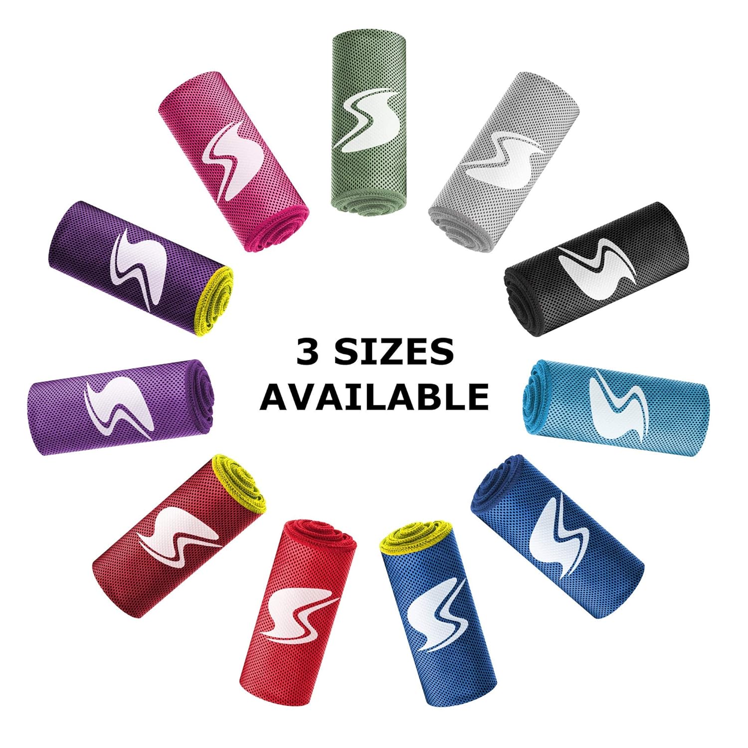 Cooling Towel (40x12''& 50x20''& 60x30'') Ice Sports Towel, Stay Cool with Microfiber Towel for All Activities, Keep Cool with Chilly Towel, Yoga, Fitness, Gym or Golf Towel for Instant Relief+Pouch