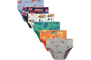 Boboking 100% Cotton Little Boys Briefs Soft Dinosaur Truck Toddler Underwear