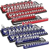 Magnetic Socket Holder Organizer Set: 6-Piece Detachable 1/2 3/8 1/4 Drive Sockets Storage Tray Magnetic Socket Organizer Tool Box Drawer Tool Box Organizers Storage Metric SAE (Sockets Not Included)