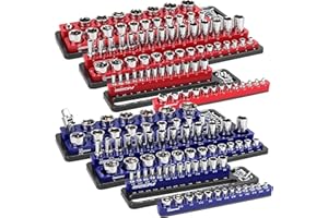 SEDY Magnetic Socket Holder Organizer Set: 6-Piece Detachable 1/2 3/8 1/4 Drive Sockets Storage Tray Magnetic Socket Organizer Tool Box Drawer Tool Box Organizers Storage Metric SAE (Sockets Not Included)