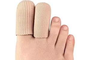 Bukihome 8 PCS Toe Protectors, Silicone Toe Caps Closed Toe Surface Fabric Sleeve Protectors, Prevent Pain Relief for Corns, Blisters and Ingrown Toenails (2PCS Large Size+ 6PCS Medium Size)[Upgrade]