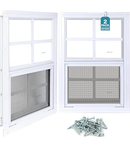 （特別価格）Window 34x28in Horizontal Sliding Window, White 86x71cm Household