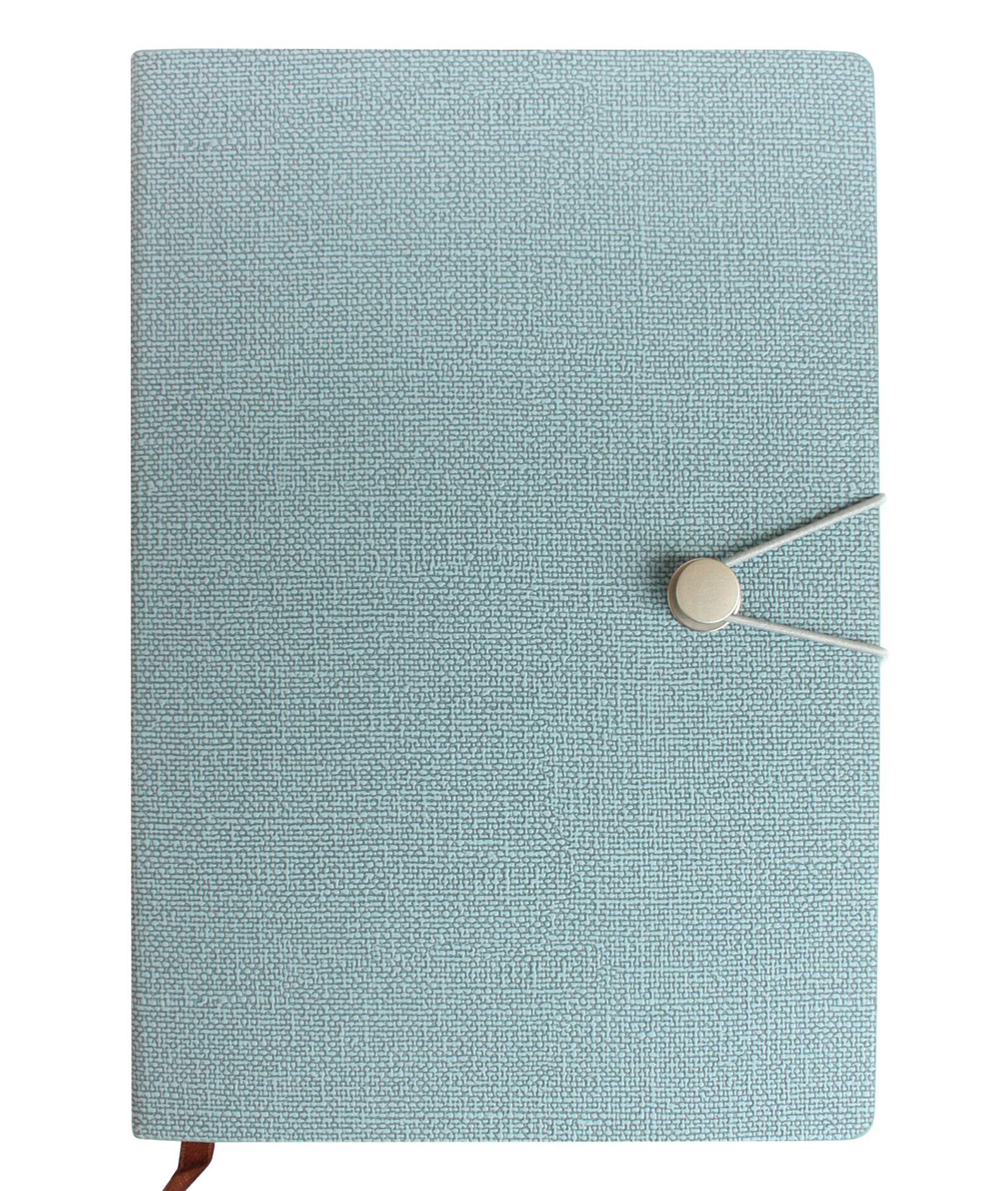 Emartbuy Textured Premium PU Leather Hardbound Diary Notebook Notepad Writing Journal Ruled A5 Size 100 Sheets (200 Pages) With Metal Button Stud and Elastic Loop Closure - Grey