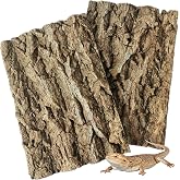 Fhiny 2 PCS Cork Bark Background, 11.6" x 7.7" Natural Reptile Terrarium Backdrop, Reptile Climbing Wall Decor for Bearded Dragon, Gecko, Chameleon, Snake