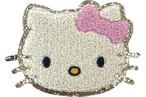 ZOOX Mickey & Friends Sticker Patches 3M Adhesive, Classic Chennile w/Gold Glitters 4.75" (Kitty XL)