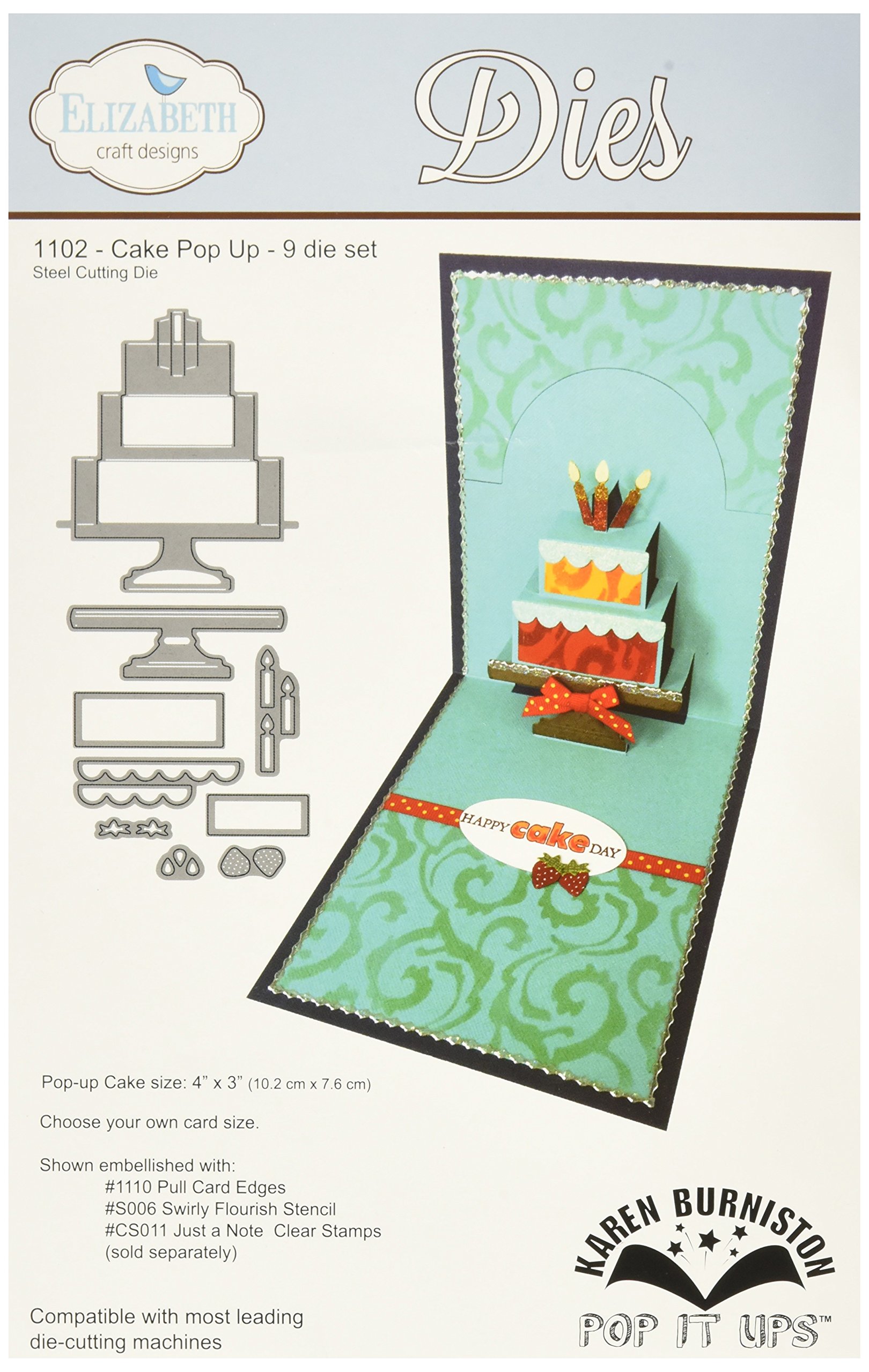 Elizabeth Craft Designs Pop It Up Metal Dies By Karen Burniston Cake Pop Up, 3-inch x 4-inch