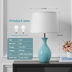 PARTPHONER Table Lamp Set of 2, Modern Ceramic