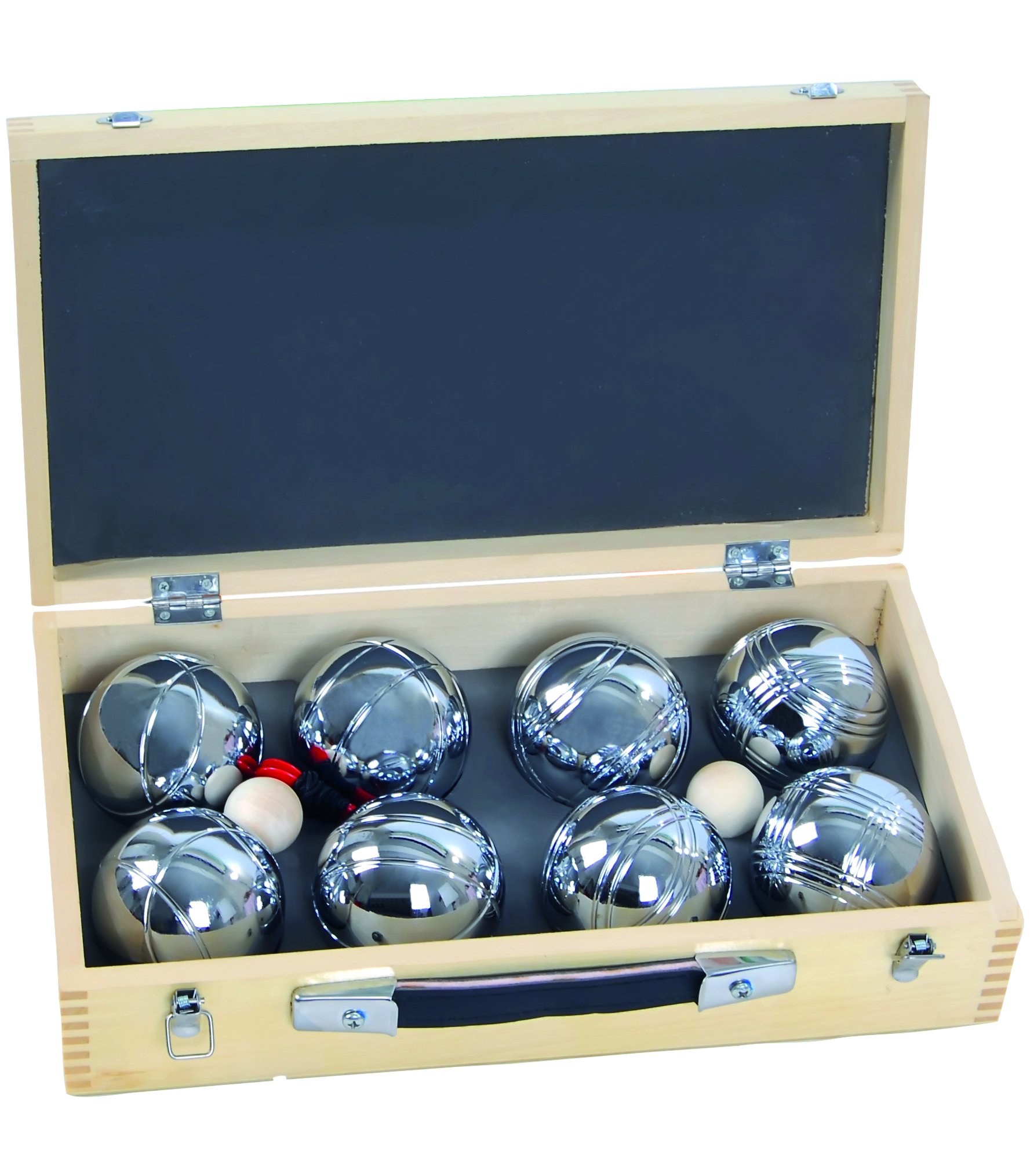 BLINKY Petanque Balls Wooden Box, Set 2 x 4; 8 Pieces, 720 gr, Beige